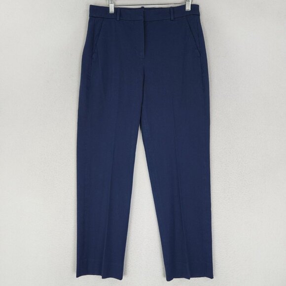 J Crew Pants Womens 8 Navy Blue Kallie Straight Leg High Rise Classic Trousers - Picture 1 of 12